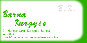 barna kurgyis business card